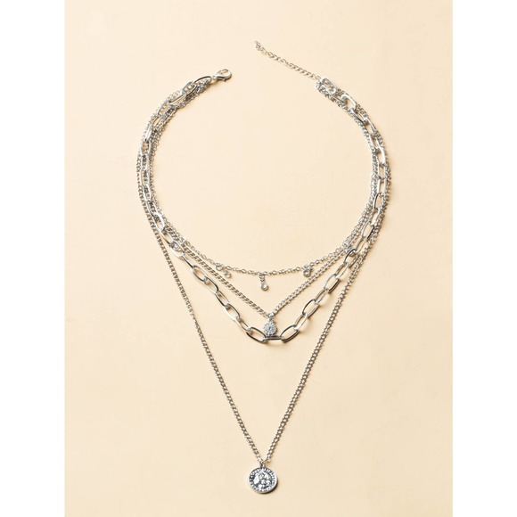 Round Pendant 4 piece Layered Necklace boho gold - Picture 8 of 10